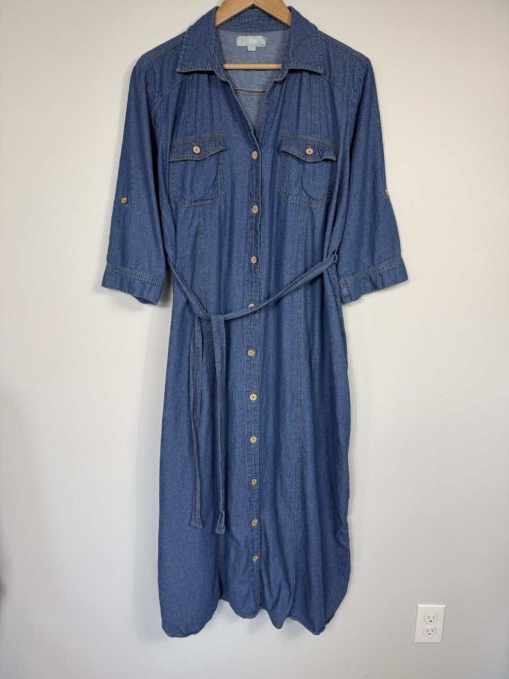 J Gee Shirt Dress Full Button Down Denim Womens 2X Blue Classic Coastal